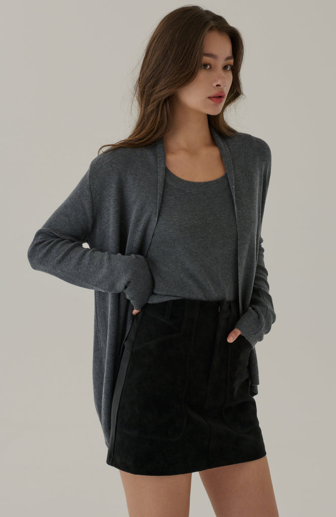 Brooklyn suede skort in black