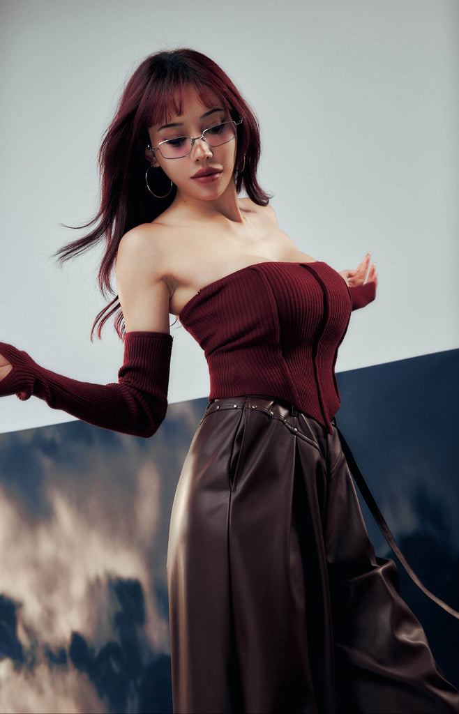 Midori x BisouBisou Urban Tan Faux Leather Pants