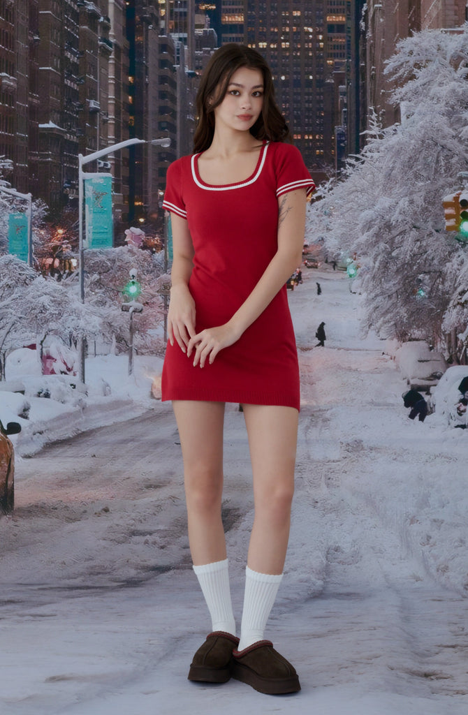 Xmas knit square neck bra Dress