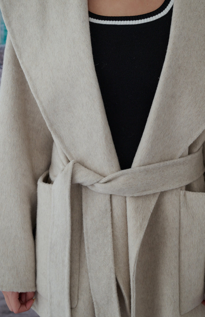 Palace Wool Coat in Beige/Dark Grey/Grey