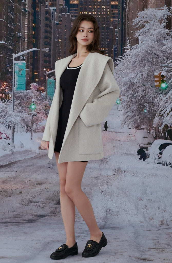 Palace Wool Coat in Beige/Dark Grey/Grey