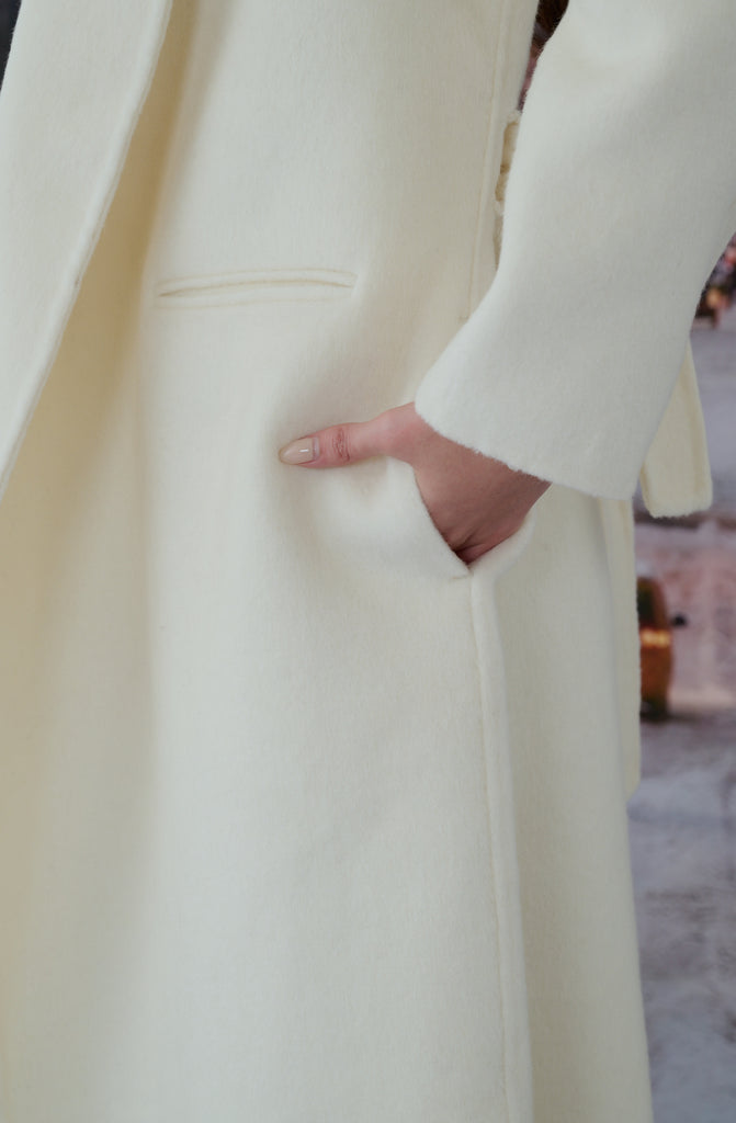 Belted Longline Drape wool Coat