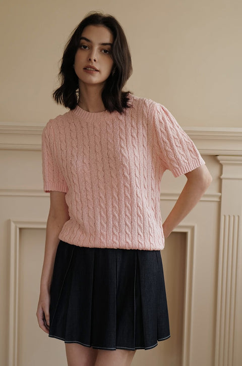 Good student girl knit top in pink