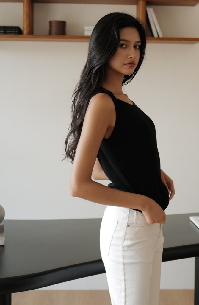 Midnight whisper knit top in black / pink / beige / grey