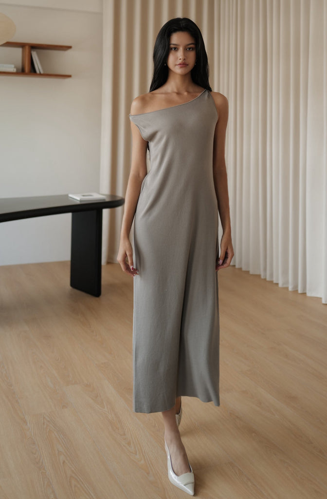 Don't leave twisty cooling knit dress in khaki