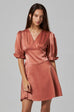 Glorious glam silky ruching dress in coral pink