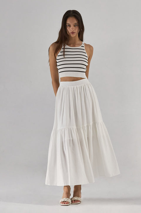 Capri linen skirt (white/black)