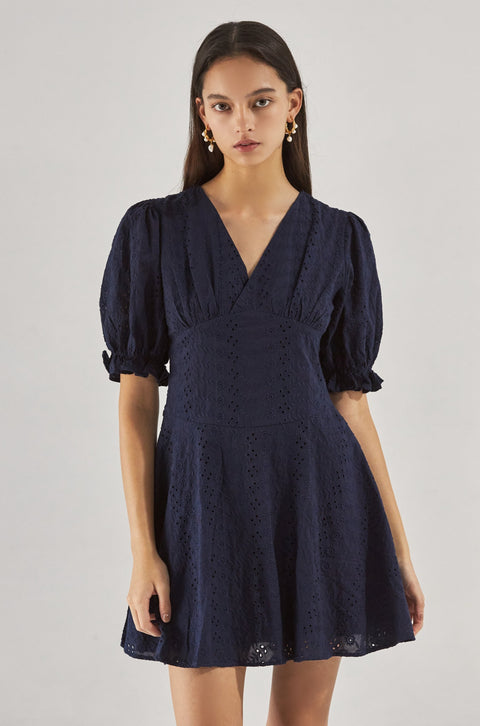 Glorious glam lace dress in navy blue