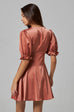 glorious glam silky ruching dress in coral pink
