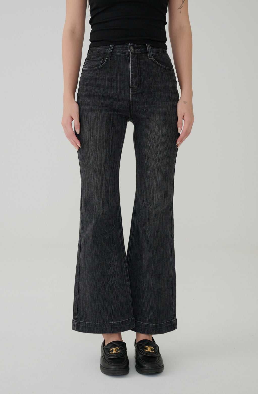 Jingle Bell Flared Jeans in Black