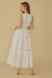 V neck linen lace maxi dress