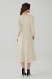 Queen vibe square neck knit dress in Beige