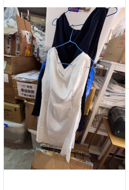 Draped neckline Line dress in Navy/White