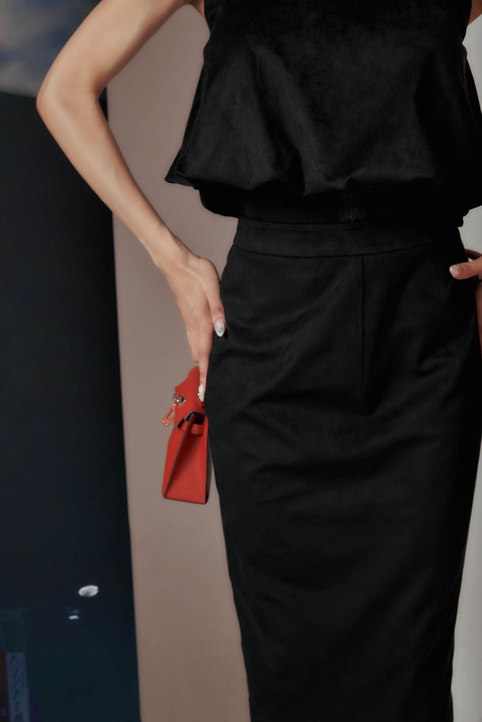 Midori x BisouBisou Cute But Savage Suede High Waisted Skirt