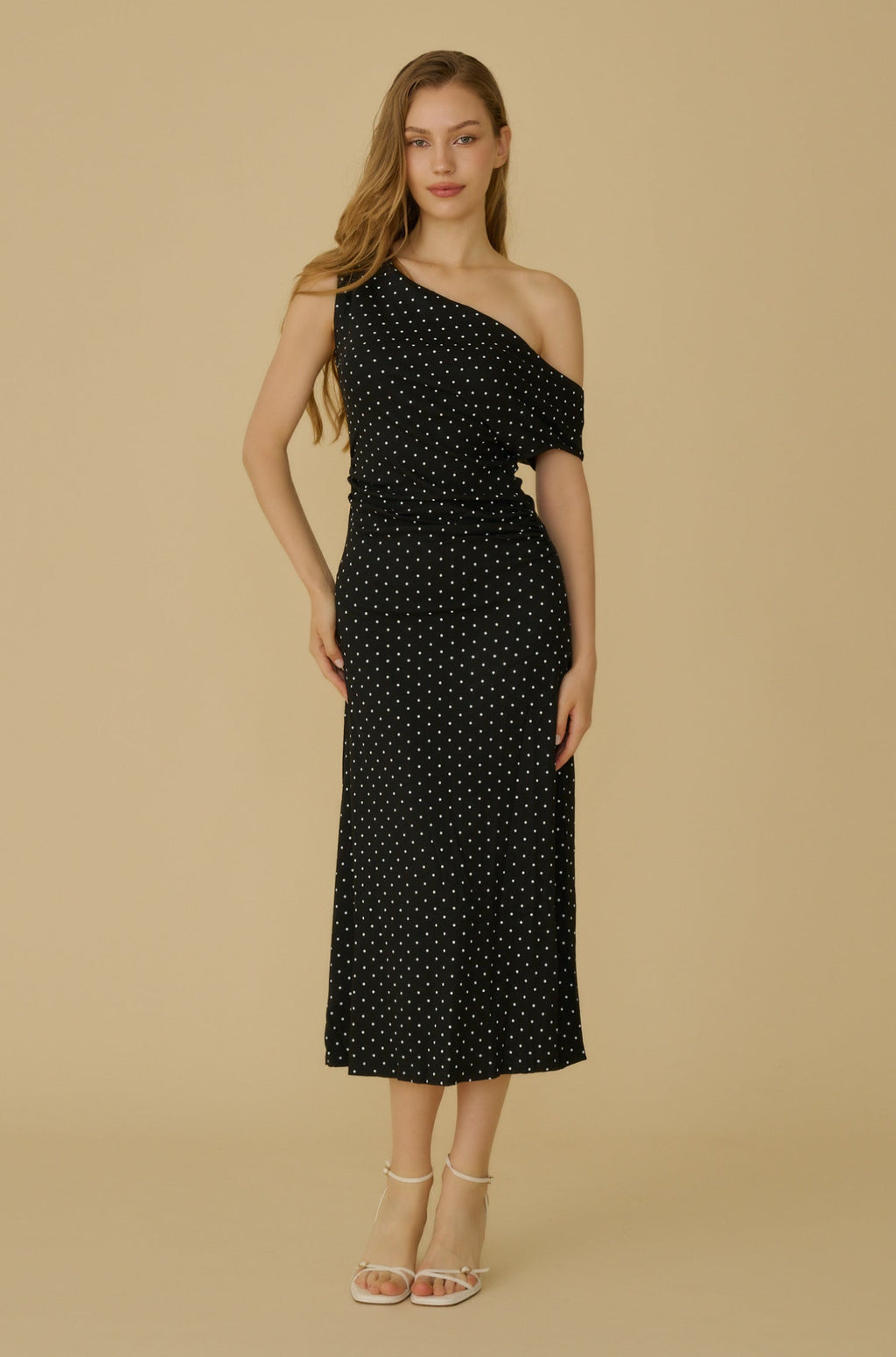 Moonlight polka midi dress