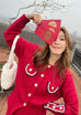 Rosewood knit set in red