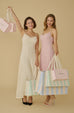 Special made floral elastic lace maxi dress in beige