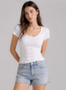 Crew neck Tencel elastic bra Tee