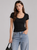 Crew neck Tencel elastic bra Tee