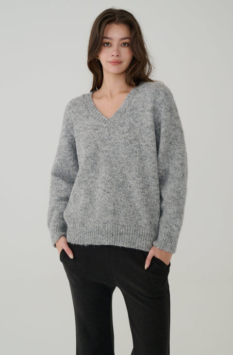 Snowy Knit wool blend Sweater in Grey