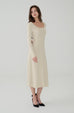 Queen vibe square neck knit dress in Beige