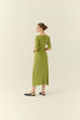 Soft touch button down knit dress in green