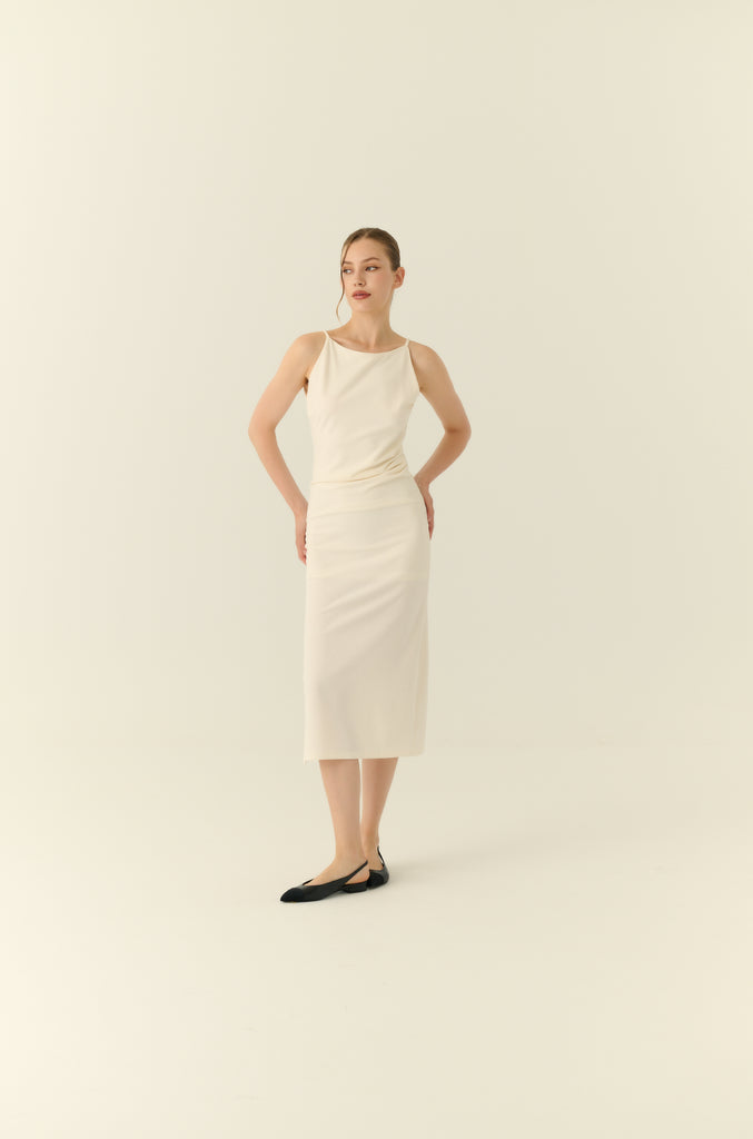 Café de minuit midi dress in white
