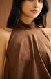Cute but savage suede halter top in brown