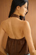 Cute but savage suede halter top in brown