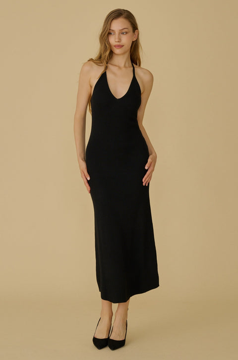 Halter v neck knit dress