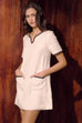 Gracie V neck tweed dress in white