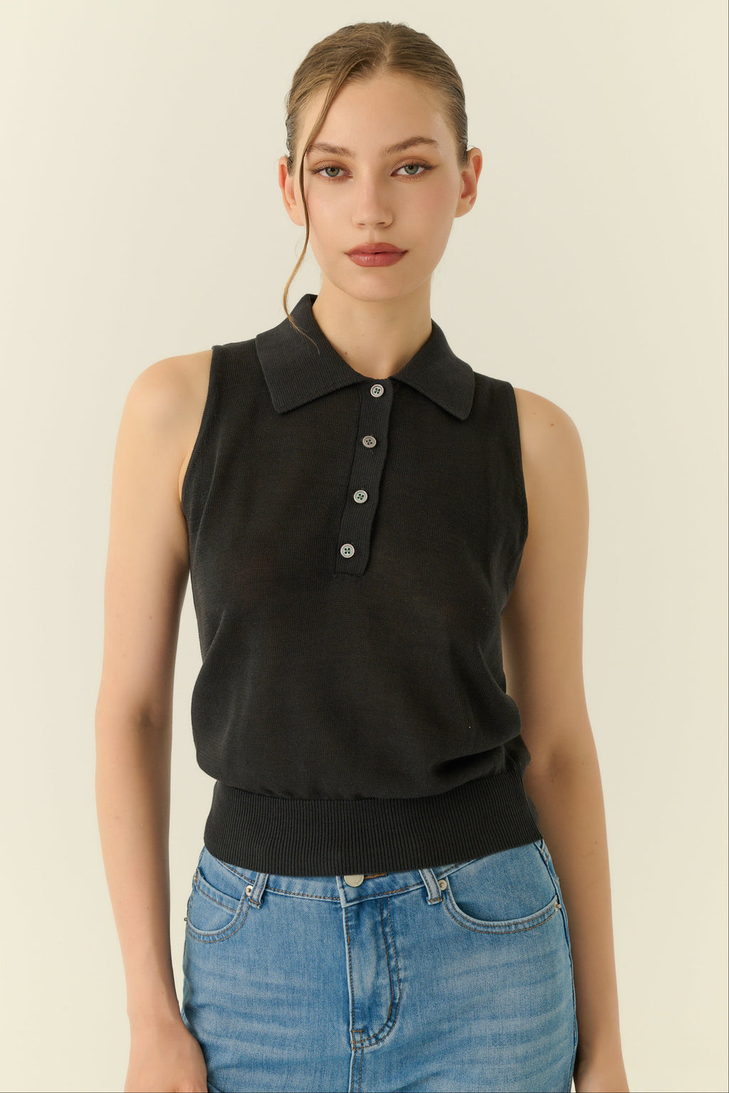 Golden hour knit top in black