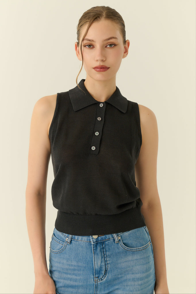 Golden hour knit top in black
