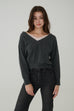Double layered lace knit top in Black