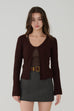One button cardigan knit top in Brown