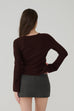 One button cardigan knit top in Brown