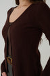 One button cardigan knit top in Brown
