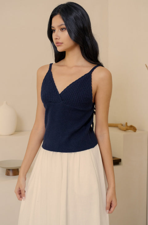 Layering knit vest in navy