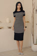 New women stripe knit dress in black