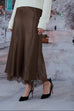 Ball gown lace layer satin skirt in black/brown