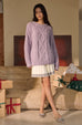 Snowfall pleated knit skirt in beige