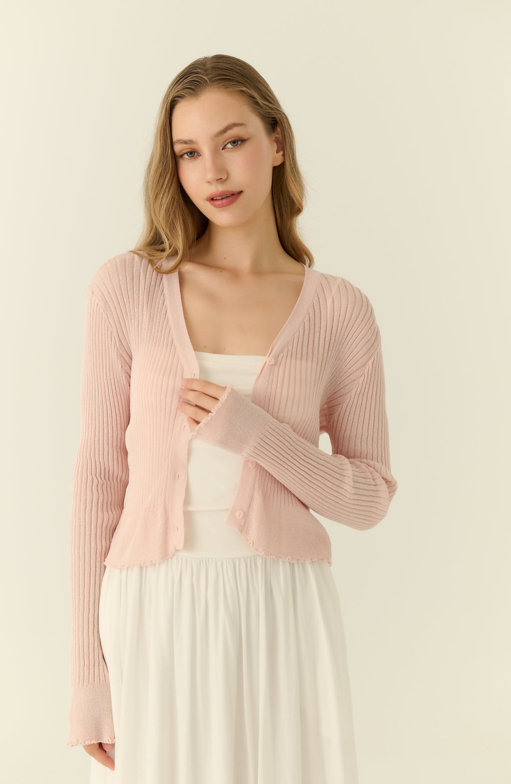 Pretty babe cooling knit cardigan in pink