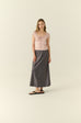 Square neck silk top in pink