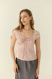 Square neck silk top in pink