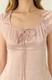 Square neck silk top in pink