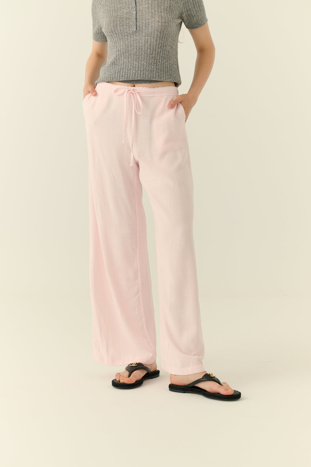 Coastal breeze linen pants in pink