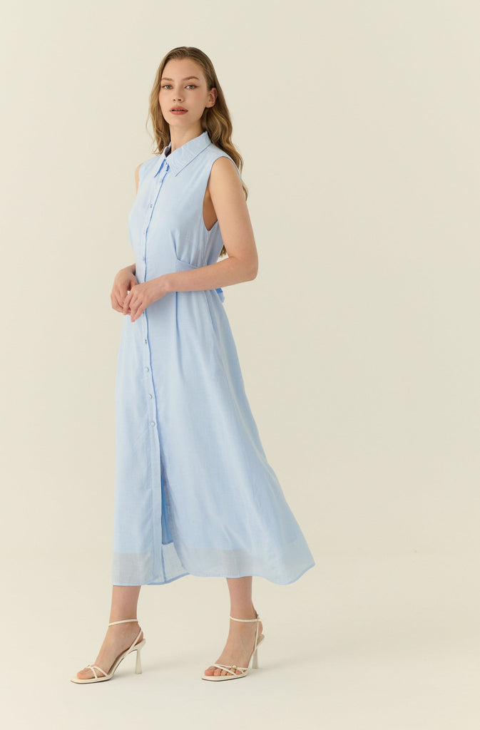 Élune classic maxi shirt dress in blue