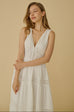 V neck linen lace maxi dress