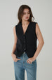 Chic Structure Vest Wool Suit in Black