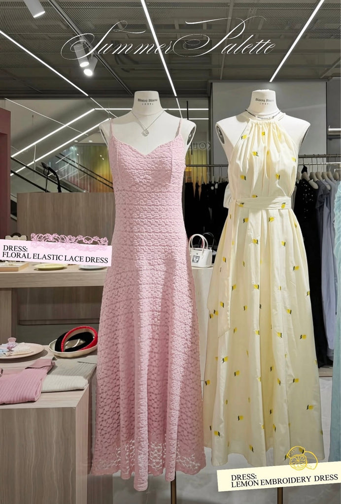 Menton lemon embroidery maxi dress